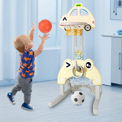 Toddlers Basketball Hoop for Kids, 5 in 1 Kids Sports Activity Center Adjustable Height - Toddlers Basketball Hoop,Soccer,Goal Sports Birthday Christmas Gifts Toys for Toddler 1 2 3 4